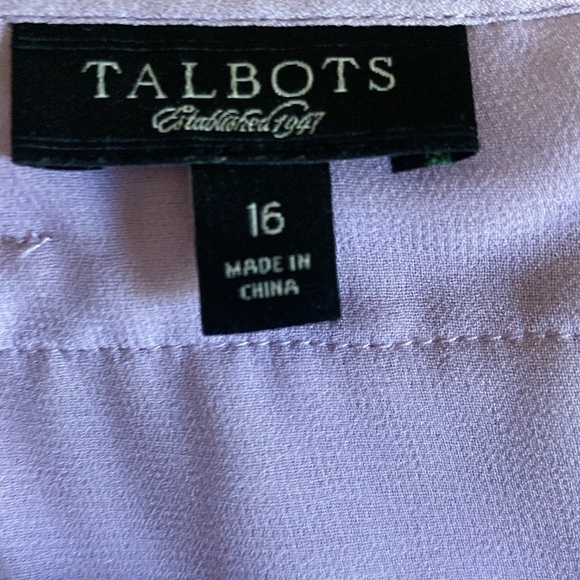 Talbots Women’s Lavender Floral Silk Short Sleeve Embellished Blouse Size 16 - Picture 5 of 8